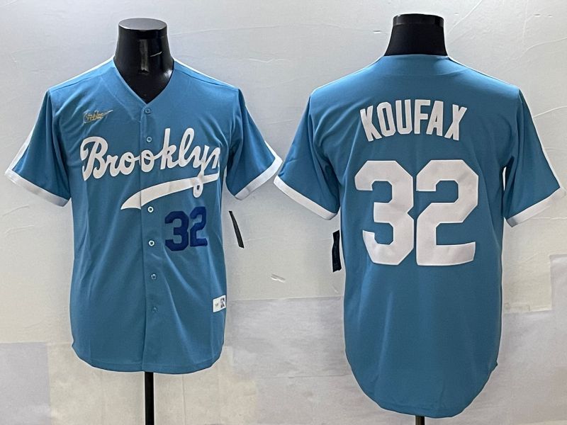 Men Los Angeles Dodgers 32 Koufax Light Blue Throwback 2025 Nike MLB Jersey style 32